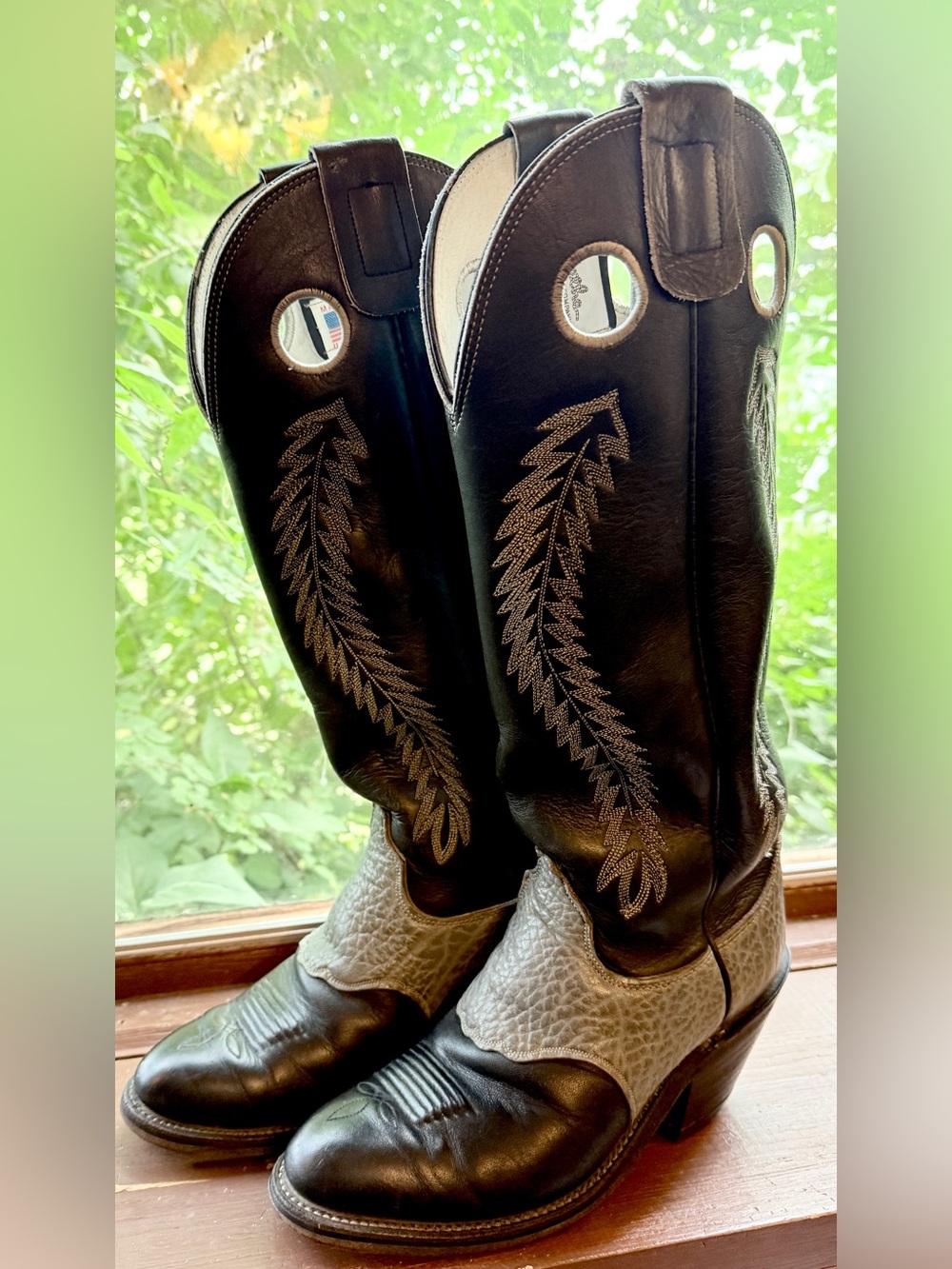 Vintage 80s Olathe Tall Buckaroo Leather Cowboy Boots 7.5 D Men’s Women’s Unisex